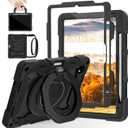 ROISKIN for iPad Pro 11 inch Case (M5/M4 (2025/2024)), Pro 11'' 6th/5th Gen -with HD Screen Protector, 360 Kickstand/Handle, Shoulder Strap, Pen Holder, Heavy Duty Military Grade - Kids Friendly (Black)