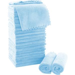MOONQUEEN Ultra Soft Premium Washcloths Set - 12 x 12 inches - 24 Pack - Quick Drying - Highly Absorbent Coral Velvet Bathroom Wash Clothes - Use as Bath, Spa, Facial, Fingertip Towel (Aquamarine)