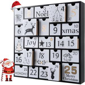SUNGIFT Christmas Wooden Advent Calendar Boxes with 25 Drawers and Numbers to Fill 2025, DIY Countdown Advent Calendar Decoration Xmas Gift for Kids, Adults, Family, Friends