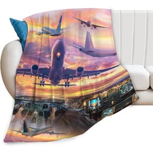 Airplane Blanket, Planes Throw Blanket, Airplanes Gifts, Plane Stuff Fleece Flannel Plush for Women Man Girls Lovers Adults Soft Bedding for Sofa Studio Office Home Decor 40"X50"