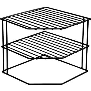 Smart Design 3-Tier Kitchen Corner Shelf Rack - Steel Metal Frame - Rust Resistant Finish - Cups, Dishes, Cabinet and Pantry Organizer - Kitchen - 9 x 7.9 inch - Black