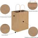 Toovip 50 Pack 8x4.75x10 Inch Medium Plain Brown Kraft Paper Bags with Handles Bulk, Gift Bags for Favors Grocery Retail Party Birthday Shopping Business Goody Craft Merchandise Take Out Sacks