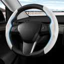 Shademax Custom-Fit for Tesla Steering Wheel Cover, Tesla Model Y/3 2017-2025 2026 (Fit Model Y Juniper 2026/ Model 3 Highland) Suede Steering Wheel Cover Non-Slip Tesla Model Y/3 Accessories (White)