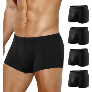 Arjen Kroos Men's Boxer Briefs, Sexy Silky Breathable Ice Silk Mens Trunks Underwear, Underwear for Men 4 Pack (Large, Black*4)