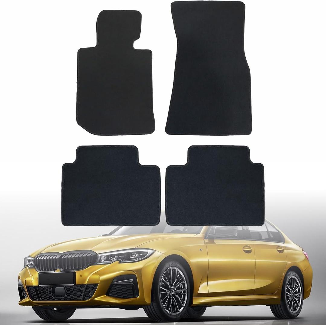 Mythoria Custom Fit Car Floor Mats Fit for BMW 3 Series 330e 330i 320i M3 G20 G21 2019 2020 2021 2022 2023, Waterproof Velour Carpet Full Set, All-Weather Protection, Anti-Slip Backing, Odorless,