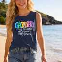 Pride Shirts for Women Pride Month Rainbow Graphic T-Shirt Pride Tank Top LGBTQ Equality Shirts (Blue, XXL)