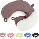 Zebrabox Travel Neck Pillow Cover U Shape Necks Pillows Case Replacement Covers Soft and Smooth Brown (ONLY Pillow Cover, No Filler)