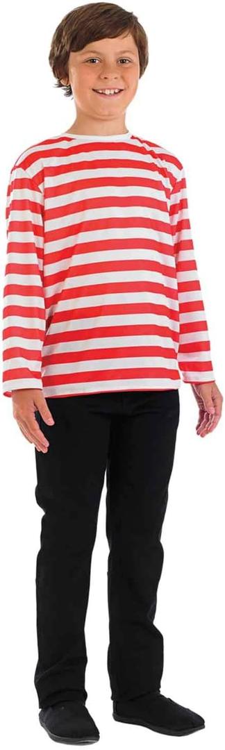 fun shack Find Me Costume for Kids, Red and White Striped Jumper Costume, Kids Book Character Costumes Boys, S