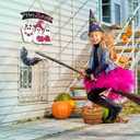 2 x Kigley Pink Halloween Front Door Decoration Hey Boo Ghost Wooden Sign, 15.35 x 12.60 inches