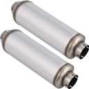 4 Inch Exhaust Muffler, 4" Inlet/Outlet 30" Overall Length Resonator, Stainless Steel Straight Through Design Performance Muffler, 2 PCS