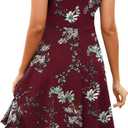 Women's Elegant Vintage Summer Sweetheart Neck Short Sleeve Casual Work Party Business A-Line Dress 163 (Red, XXL)