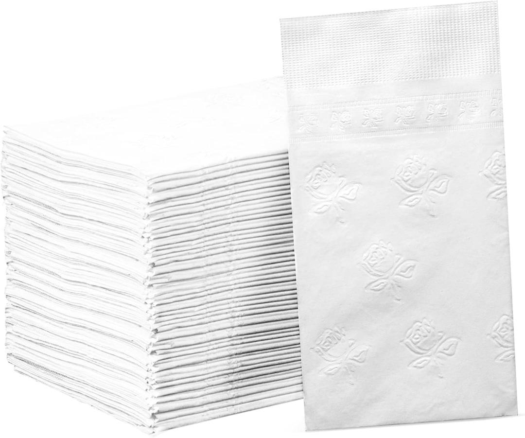GUSTO [300 Count - 7  x 4  Folded] Paper Dinner Napkins - Disposable 2-Ply White Party Napkins (15 x 17 Unfolded) - Formerly Comfy Package