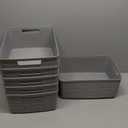 Sterilite 6 Pack Plastic Storage Bin Organization Containers, Short Baskets, Cement