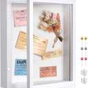 8x10 Deep Shadow Box Picture Frame Display Case with Linen Back and Stand,Real Glass White Shadow Memory Box Frame 8x10 for Flower Baby Pet Wedding Photo Art Craft Memorial Wall Decor Gift