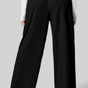 Eytino Womens Plus Size Wide Leg Dress Pants Elastic High Waisted Casual Waffle Palazzo Pants Trousers with Pockets, 1x, Black