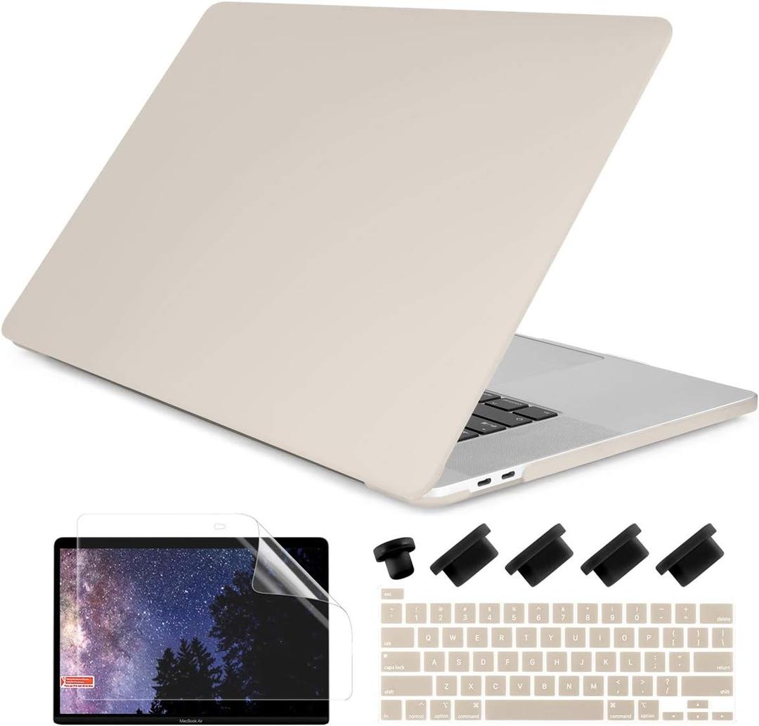 DONGKE Compatible with Older MacBook Pro 16 inch Case 2020 2019 A2141, Matte Plastic Hard Shell Case & Keyboard Cover for MacBook Pro 16 inch with Retina & Touch Bar Fits Touch ID, Stone