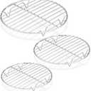 P&P CHEF Round Cooking Rack, 3 Pcs Stainless Steel Baking Cooling Steaming Grilling Rack, Fits Air Fryer/Stockpot/Pressure Cooker/Round Cake Pan, Oven & Dishwasher Safe (7.5 + 9 + 10.5 Inch)