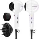 Conair Cake Pop Hair Dryer with Diffuser & Concentrator Attachments, Blow Dryer, Hair Dryers for Women, Tourmaline Ceramic Technology, 3 Heat/2 Speed Settings, Compact Hair Dryer w/Concentrator, White