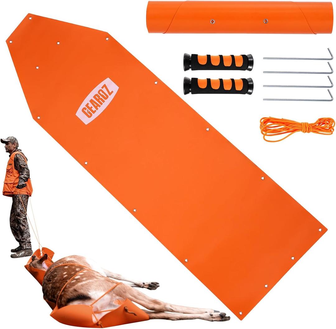 Deer Drag Sled Thickened Game Hauler Strap Reduce Ground Friction & Transport Game Easier Heavy Duty Deer Pull Rope for Dragging Deer Cart Deer Hunting Accessories Gift for Hunters, Orange
