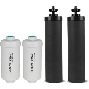 Gravity Water Filter Replacement, for Berkey Black Carbon (BB9-2) Purification Elements and Fluoride Filters K5366 (PF-2) Combo Pack, Compatible with Berkey Filtration System, Pack of 4