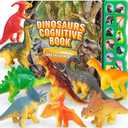 Dinosaur Toys,Dinosaur Sound Book with Pack of 12 Toy Figures,Realistic Roars,Interactive Perfect for Kids Dinosaurs Educational Toys for 3 4 5 6Year Old Boys&Girls