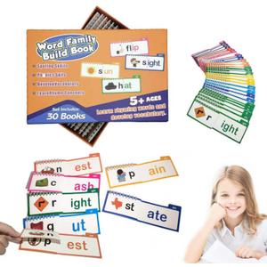 30 Read and Rhyme Flip Books, 1Set Word Family Build Book, Sight Words Flash Cards Kindergarten, Phonics Flash Cards Reading Games (1Set)