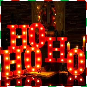 6 Pcs Lighted Christmas Ho Ho Centerpiece Decoration LED Letter Lights Sign Xmas Centerpiece Table Decor Christmas Tabletop for Bedroom Home Room Party Indoor Decor(Red,8.7 inch)
