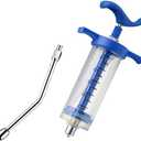 1 Set Feeding Syringe with Drench Nozzle Adjustable Dosage Reusable Drench Gun Syringe for Goat, Horse, Sheep, Dog, Pig, Cat, Bird, Small Pet (M-50ml)