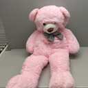 MorisMos Bow Tie Giant Teddy Bear 4 Feet, 47inch Classic Stuffed Animals Plush, Daughter Girlfriend Birthday Gift, Party Fover, Pink