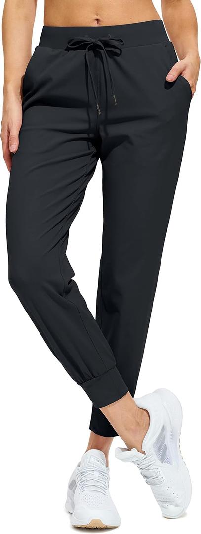 Libin Women's Joggers Pants Athletic Casual Sweatpants Petite/Regular/Tall (Black, L)