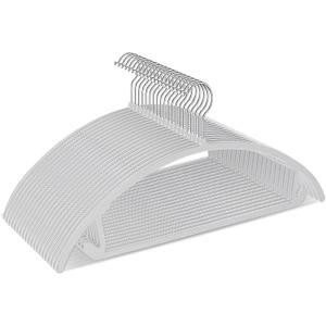 TIMMY Plastic Hangers 50 Pack No Shoulder Bump Suit Hangers Non Slip Space Saving Clothes Hangers Curved Design to Protect Clothes Shape (Grey) 