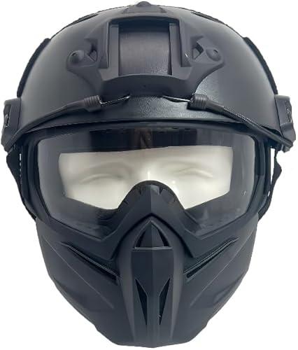 MICH Tactical Helmets with Detachable Face Mask Goggles for Airsoft, Paintball and Hunting - Perfect for Outdoor Activities