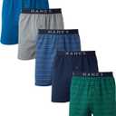 Hanes Men's 5-Pack Ultimate Dyed Exposed Knit Boxer with ComfortFlex Waistband-Assorted Colors XL