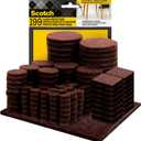 Scotch Felt Pads 199 PCS Brown, Felt Furniture Pads for Protecting Hardwood Floors, Round, Assorted Sizes Value Pack, Self-Stick Design, Protecting from Nicks, dents and Scratches (FP847-199NA)