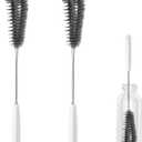 16 inches Long Handle Black Bottle Cleaning Brushes - Perfect for Baby Bottles, Sports Bottles, Glassware, Mugs, Jars, and Stemware (2-pc)