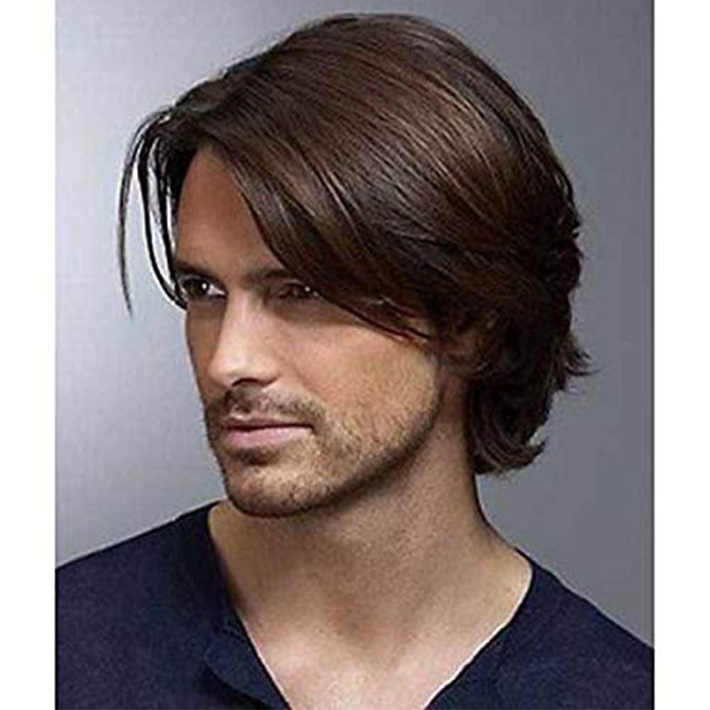 Kaneles Mens Wigs Short Brown Straight Hair Natural Daily Costume Heat Resistant Synthetic Wigs for Male Buy (Brown Hair)