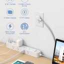 One Beat 10 ft Extension Cord,Power Strip Surge Protector 8 Widely AC Outlets 3 USB,Flat Plug,Desktop Charging Station with Overload Protection,Wall Mount for Home,Office,Travel,Computer ETL Listed