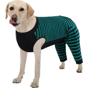 Kuoser Dog Recovery Suit, Anti Licking Dogs Rear Leg Sleeve, Abdominal Dog Surgical Suit with Pants Cover Protect Wounds, Dogs Elbow Protector Soft Pet Surgery Onesie Cone Alternative, Green XL (X-Large (Back Length: 46CM / 18.11"))