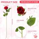 Riceshoot 500 Pcs Artificial Silk Roses Flowers with Long Stem Bridal Wedding Bouquet Realistic Floral Bulks for Garden Home Party Gifts Favor Decoration(Wine Red)
