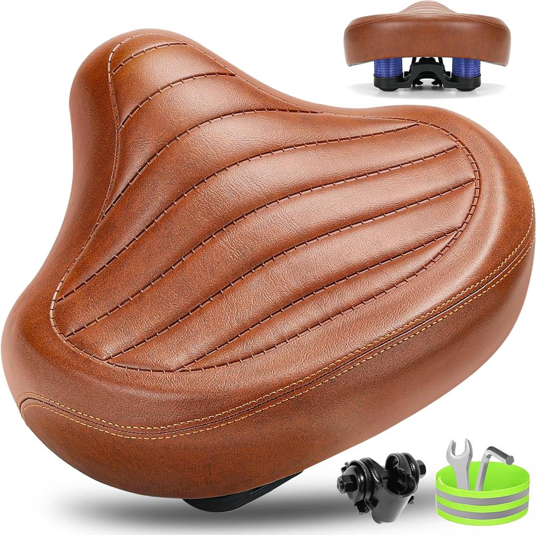 CDYWD New Noseless Bike Seat for Men Women Comfort Wide, Large Soft Padded Bicycle Seat, Comfortable Replacement Bike Saddle for Peloton, Stationary Exercise Bike, MTB, Beach Cruiser, Ebike, City Bike