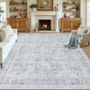 8x10 Area Rugs for Living Room: Vintage Boho Neutral Washable Rug Indoor Soft Large Area Rug Carpet for Bedroom Nursery Farmhouse Dining Room Office Floor Non-Slip Low Pile Under Table Rug Gray