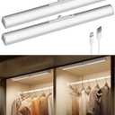 EZVALO 17-Inch Motion Sensor Closet Lights, 3600mAh Rechargeable Battery LED Cabinet Lights, 150 Lumens No-Glare Curved, 3 Color Temps & Dimmable Pantry Lights for Wardrobe, Shelves - 2 Pack