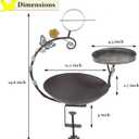 Deck Mounted Bird Bath, 2 in 1 Bird Feeder for Balcony with Fruit Spear, Railing Bird Feeder for Porch Patio Garden