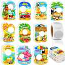 AmazingSpark 100 Pcs Summer Hawaii Scratch Off Cards 10 Styles Holiday DIY Scratch Blank Gift Certificates with 300 Stickers Party Game Cards for Adults Groups Party Favor Prizes Business