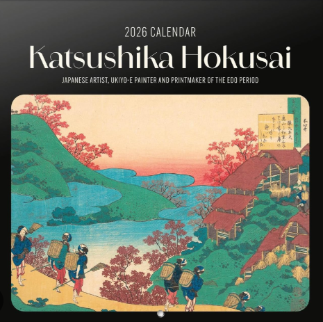Japanese Art Hokusai Wall Calendar 2026 12" X 12" FSC® Plastic Free - Starts Wee