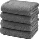 SEMAXE Gray Hand Towels for Bathroom, 4-Pack Cotton Towels with Hanging Loop, Quick-Drying, Easy Care