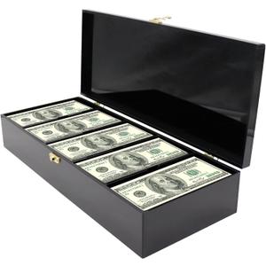 Black Acrylic Lockable Currency Tray, 5 Compartment Money Organizer for Cash, Cash Organizer Money Storage Box with Lockable Cover, Money Organizer for Cash