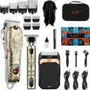 Hair Clippers Set for Men, Hair Clipper Trimmer with LED Display, Professional Cordless Hair Clipper Shaver Beard Trimmer, Hair Cutting Machine for Men, Holiday Gift for Him Father's Day Gift (Bronze)