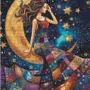 Pretty Women Patch Puzzles for Adults 1000 Pieces, Beautiful Quilt Sewing Art Challenging Jigsaw Puzzles, Colorful Moon Stars Aesthetic Impossible Hard Difficult Puzzle