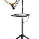 10 Ring Light, 76" Overhead Fill Light with Moveable Stand & Flexible Arm, 3000K-6500K Full-Screen Light with Wheels & Tray & Straps, Soft Lightness for Video Recording/Makeup/Studio/Live Streaming